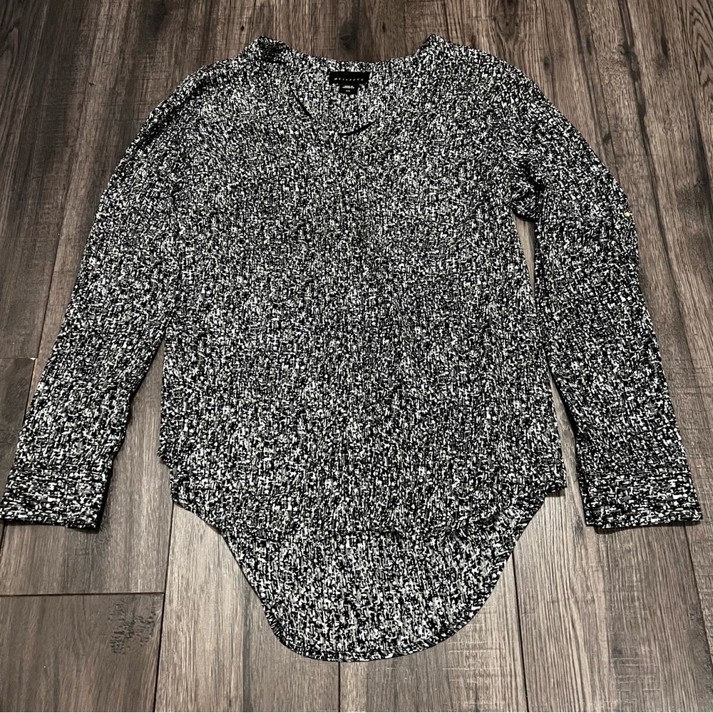 Metaphor Black and White Speckled Dress Shirt Blouse